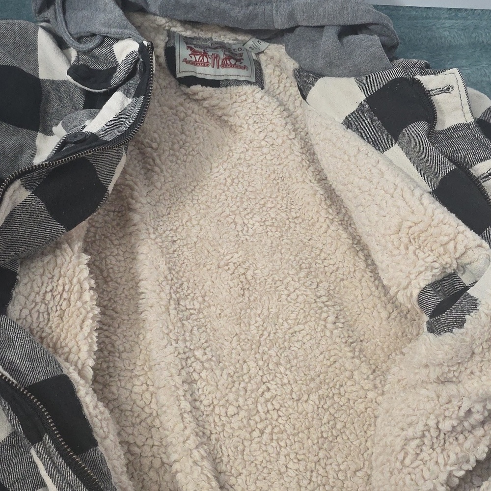 Levi's Mens Plaid Sherpa Lined Hooded Shirt Jacket - Picture 6 of 7